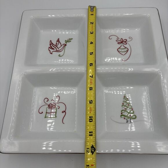 St Nicholas Square Serving Platter Plate Tis The Season 4 Compartment Square - Picture 2 of 6